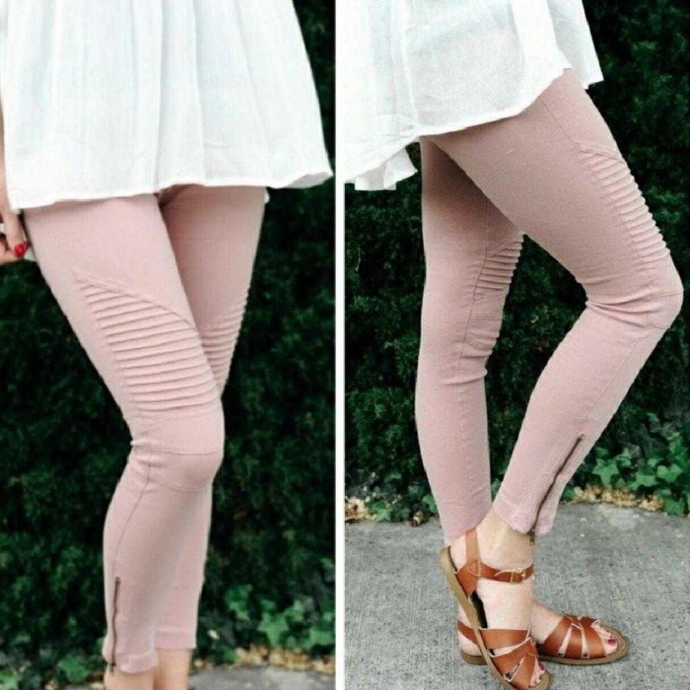 Dusty Mauve Moto Biker Leggings - Picture 2 of 2